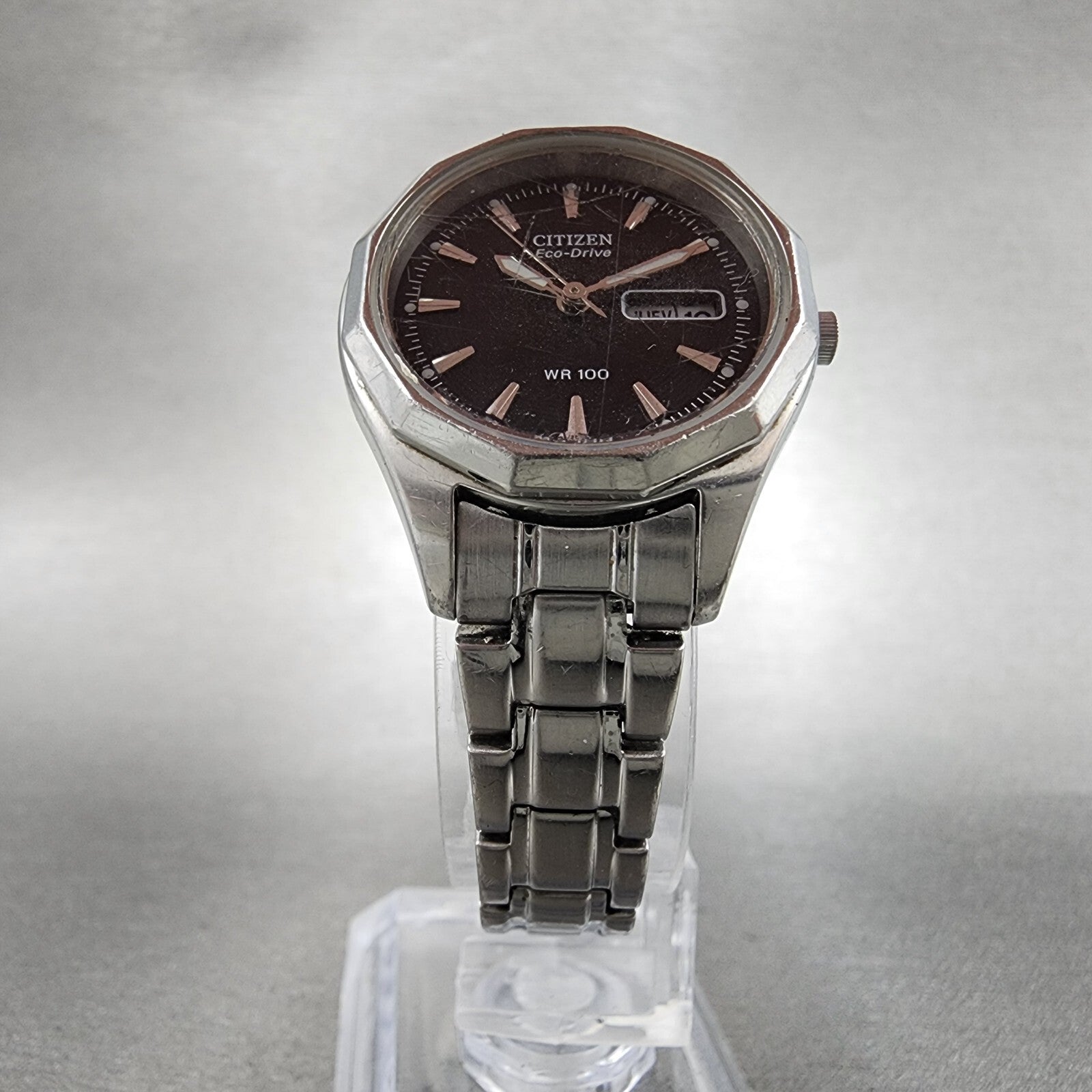 Citizen EcoDrive Watch Women 27mm Black Dial Stainless Steel Dadyate Runs5