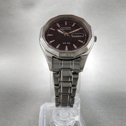 Citizen EcoDrive Watch Women 27mm Black Dial Stainless Steel Dadyate Runs5