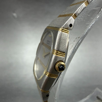 Seiko Watch Women 19mm Silver Dial Two Tone Oval 2C20-6060 New Battey Vintage2
