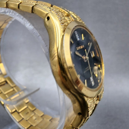 Elgin Watch Women 25mm Black Dial Gold Tone Date Round EG186N New Battery3