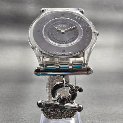 Swatch Skin Essentiality Watch Women Silver Dial Clear Sterling Silver New Batt5