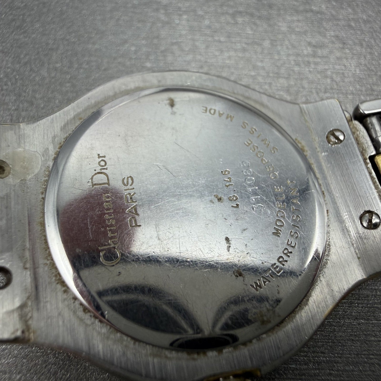 Cristian Dior Watch Women 27mm White Dial Two Tone Round READ!!! 48.146 New Batt16