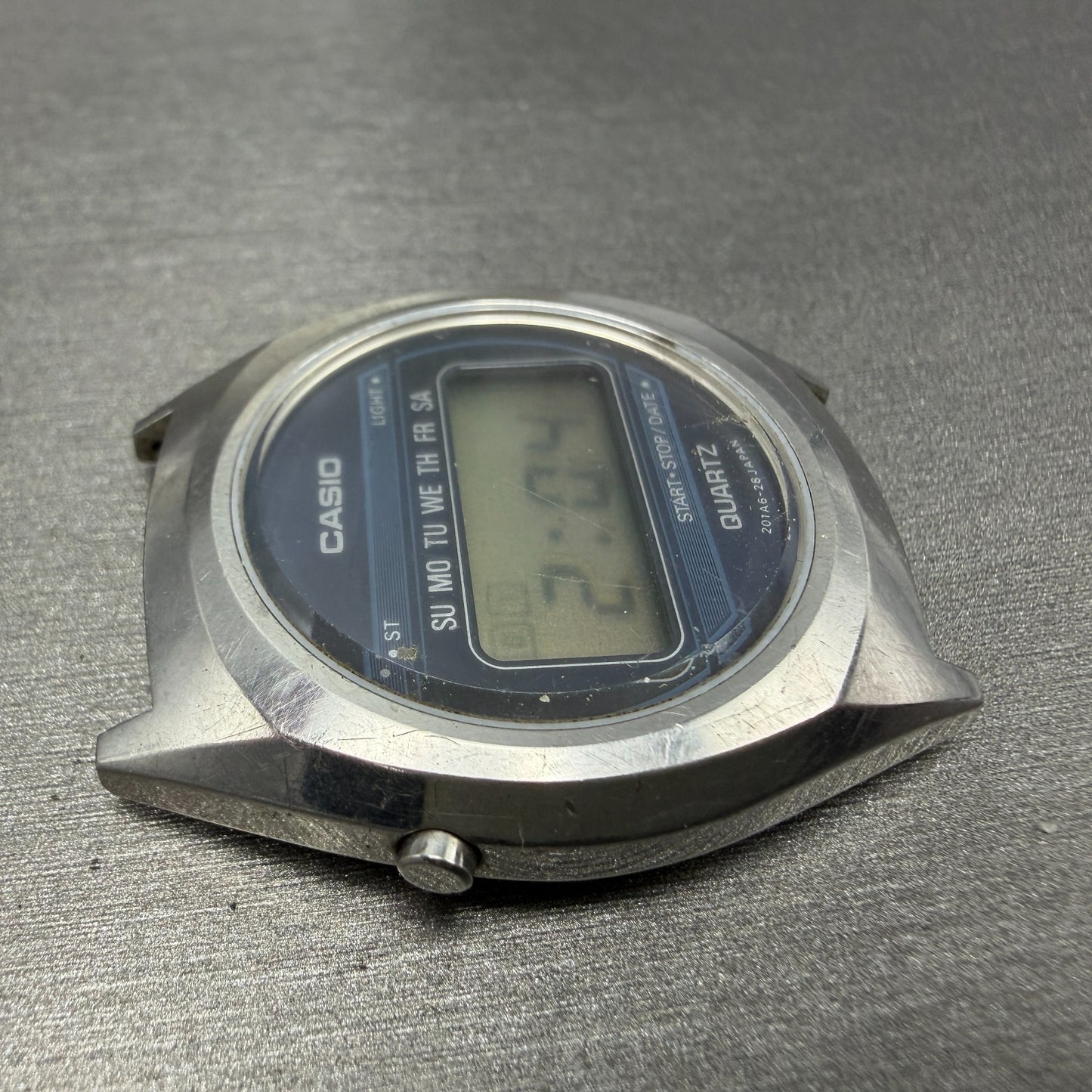 Casio 31QR29 Watch Men 34mm Digital Silver Tone Daydate Round New battery VTG3