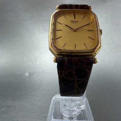 Seiko Tank Watch Men 28mm Champagne Dial Gold Tone 7431-5130 New Battery Vintage5
