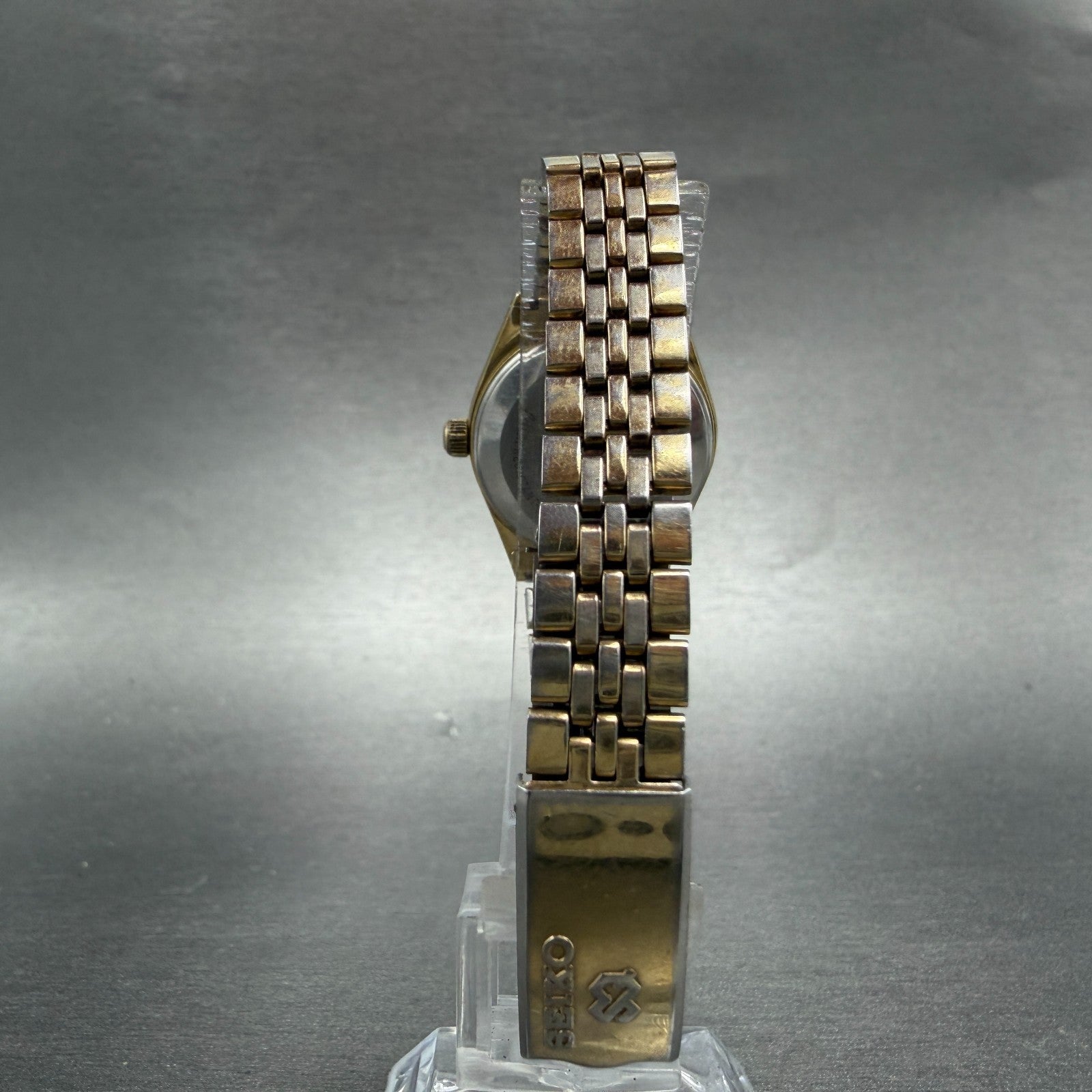 Seiko SQ Watch Women 25mm Champagne Dial Gold Tone Daydate Round New Battery7