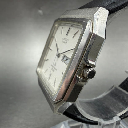 Citizen CQ Tank Watch Men 31mm White Dial Silver Tone Daydate Octagon New batt2
