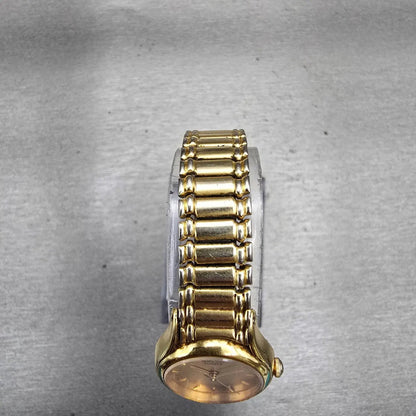 Seiko Watch Women 20mm Gold Dial Gold Tone Round 1N01-0E19 New Battery Vintage F4