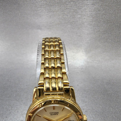Citizen Watch Women 24mm Cream Dial Gold Tone Date Round 1012K13131 New Battery4