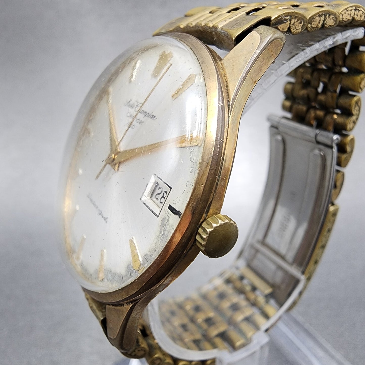 Seiko Champion Calender Watch Men 36mm Silver Dial Gold Tone Date Manual PARTS