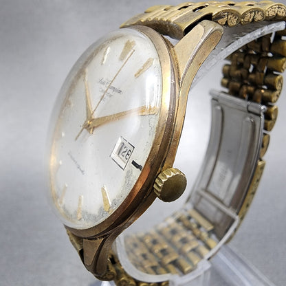Seiko Champion Calender Watch Men 36mm Silver Dial Gold Tone Date Manual PARTS