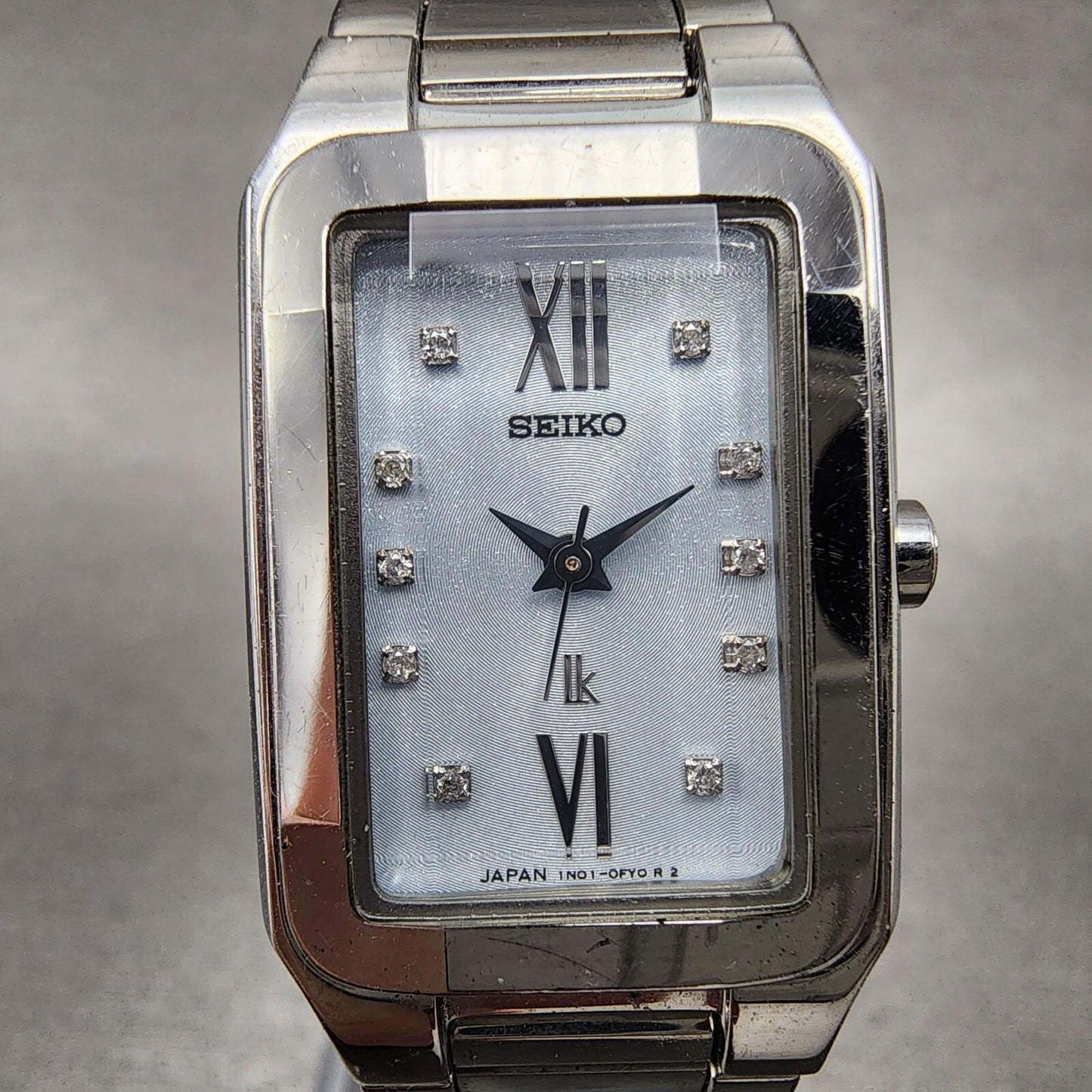 Seiko Lukia Tank Watch Women 20mm Gray Dial Stainless Steel Rectangle New Batt1