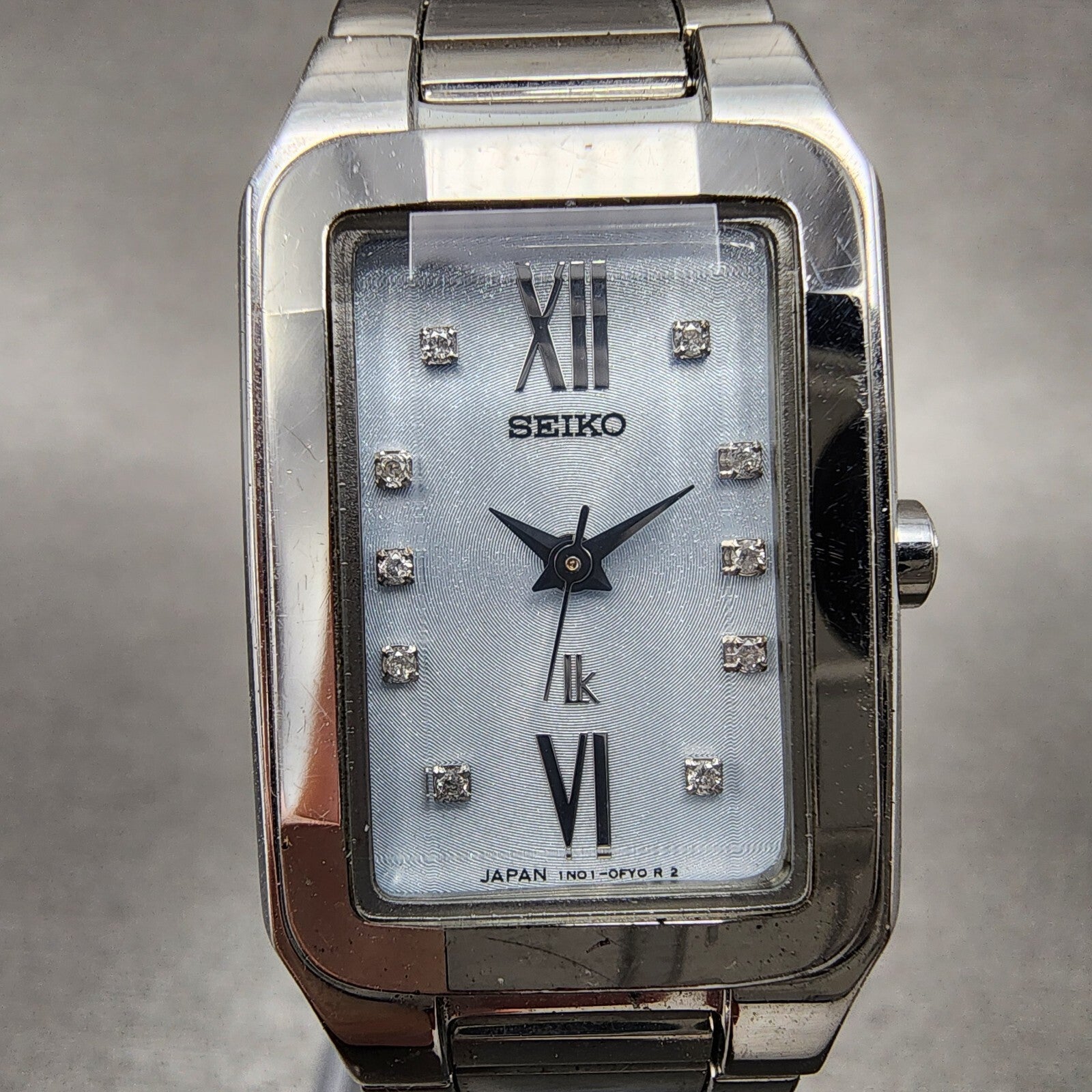 Seiko Lukia Tank Watch Women 20mm Gray Dial Stainless Steel Rectangle New Batt1
