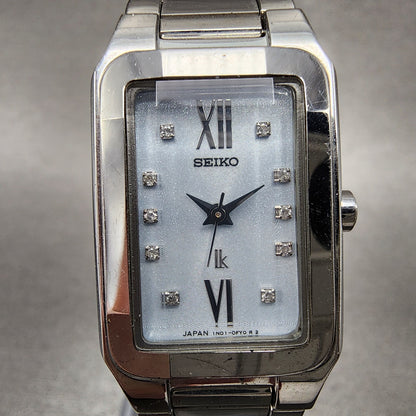 Seiko Lukia Tank Watch Women 20mm Gray Dial Stainless Steel Rectangle New Batt1