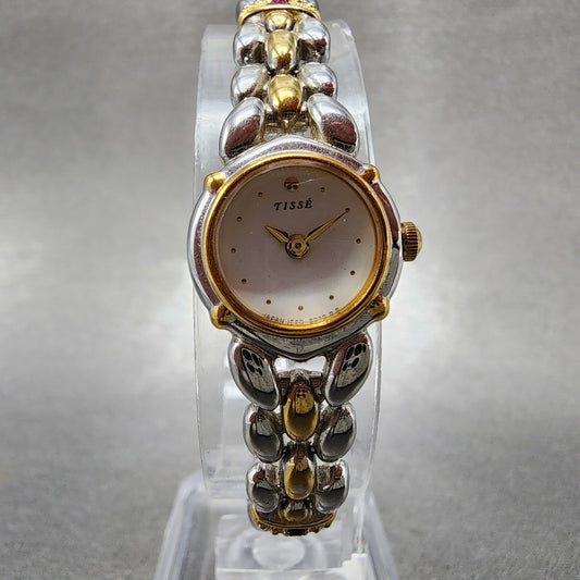 Seiko Tisse Watch Women 16mm White Dial Two Tone Round 1E200780 New Battery0