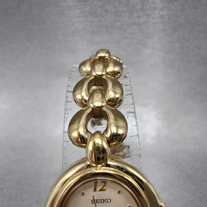 Seiko Tisse Watch Women 20mm White Dial Gold Tone Oval 4n215220 New Battery4