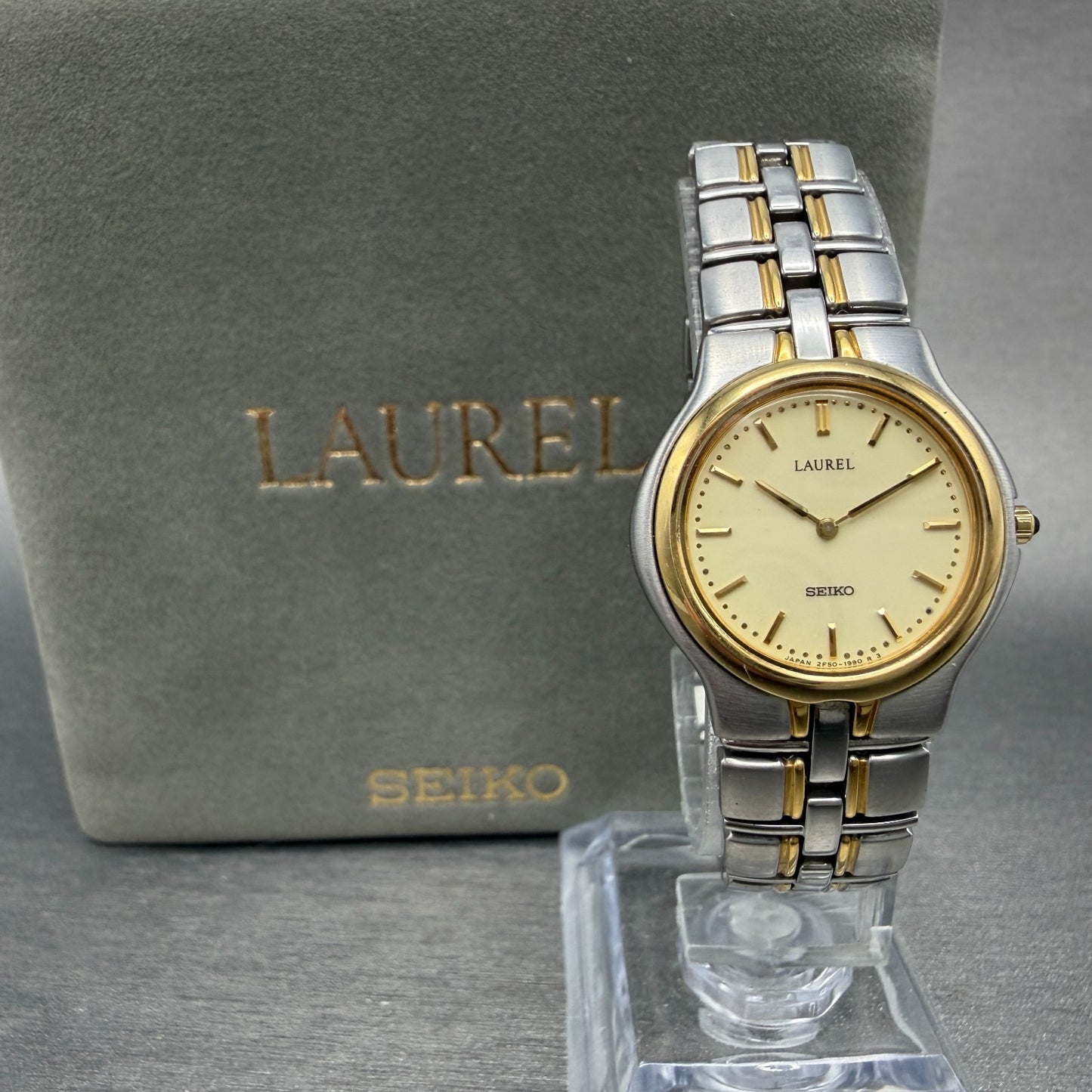 Seiko Laurel Watch Women 25mm Champagne Dial Two Tone Round 2F50-0490 NewBattery0