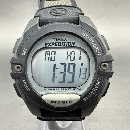 Timex Expedition Watch Men 42mm Digital Silver Black Alarm Chrono Round New Batt0