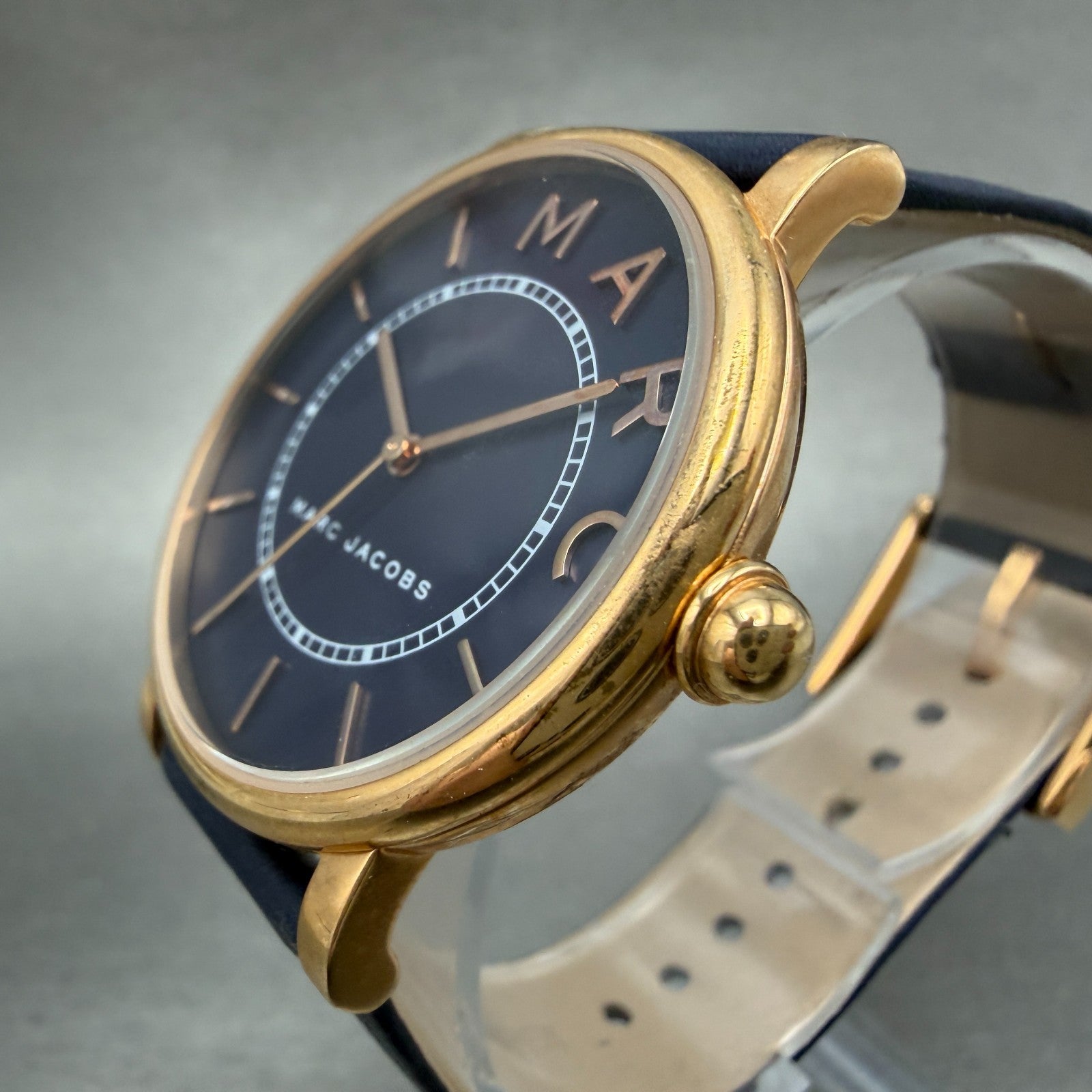 Marc Jacobs Roxy Watch Unisex 36mm Blue Dial Rose Gold Tone MJ1534 New Batt2