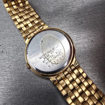 Seiko Watch Women 25mm Gold Dial Gold Tone Date Round 3Y09-0B59 New Battery10