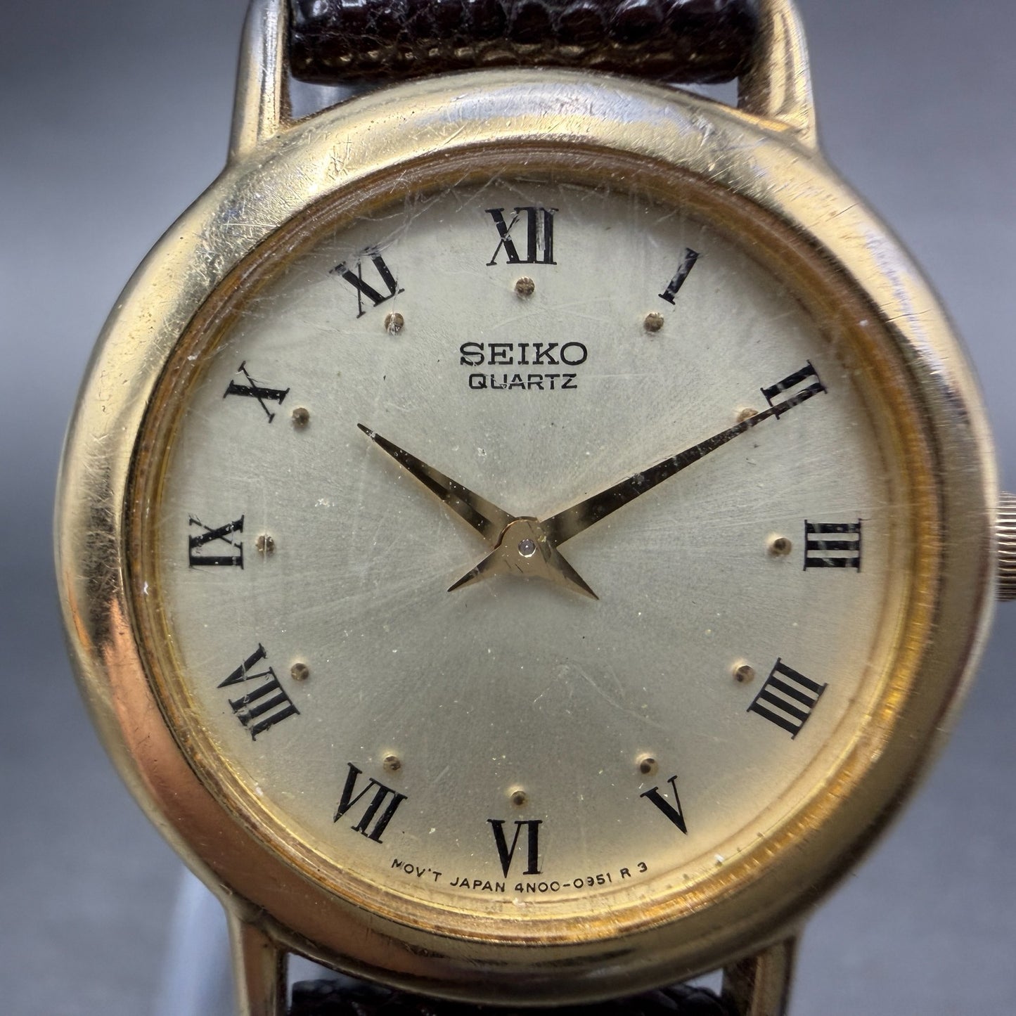 Seiko Watch Women 26mm Champagne Dial Gold Tone Round 4N00-0081 New Battery1