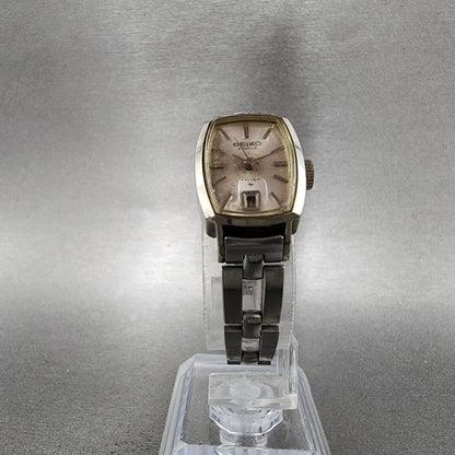 Seiko Chorus Tank Watch Women 17mm Silver Dial Silver Tone Rectangle Manual Runs4