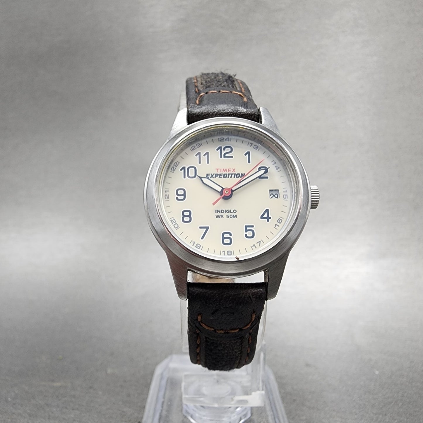Timex Expedition Watch Women 26mm Cream Dial Silver Tone Date Round New Battery5
