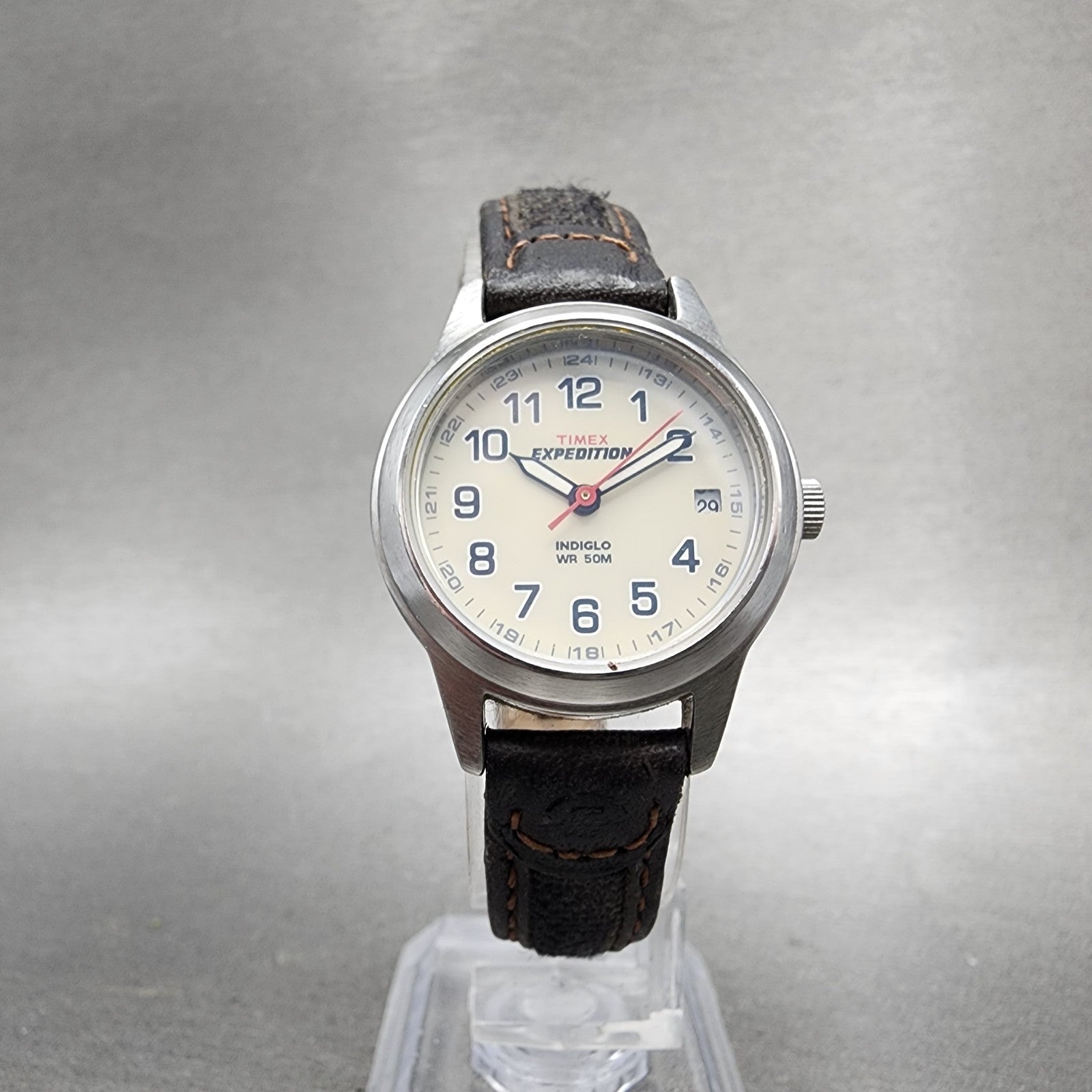 Timex Expedition Watch Women 26mm Cream Dial Silver Tone Date Round New Battery5