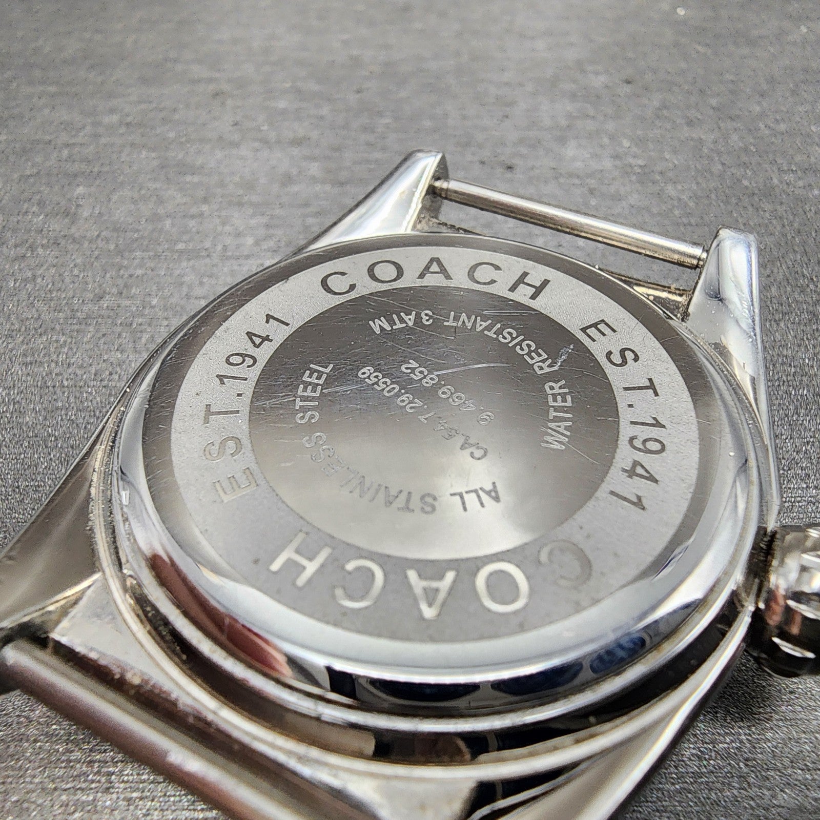 Coach Boyfriend Watch Women 38mm Orange Dial Silver Tone Round New Battery6