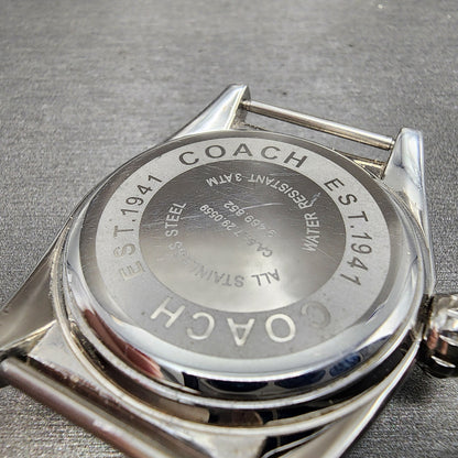 Coach Boyfriend Watch Women 38mm Orange Dial Silver Tone Round New Battery6