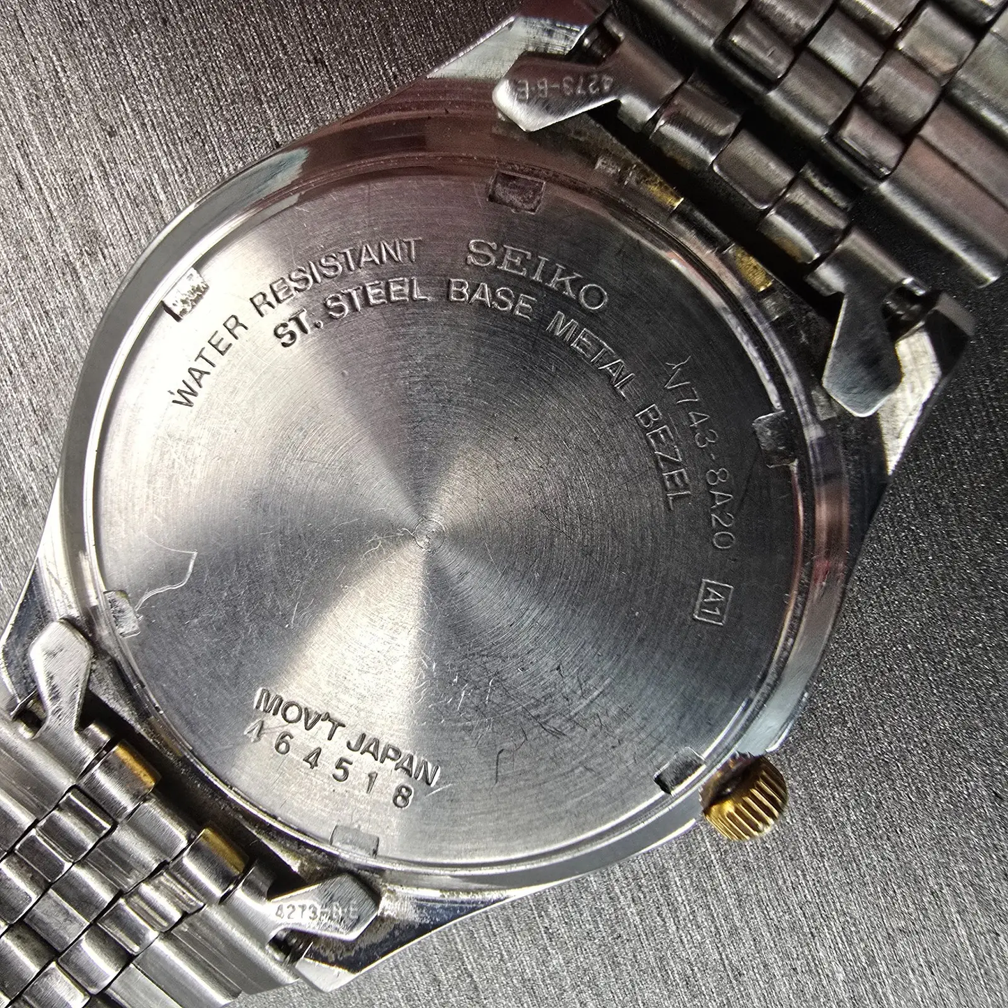 Seiko Watch Men 37mm Blue Dial Two Tone Daydate Round V743-8A20 New Battery VTG10