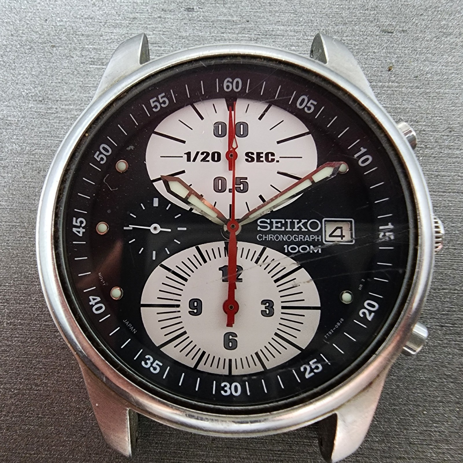 Seiko Chronograph Watch Men 37mm Black Dial Silver Tone Date 7t920bm0 New Batt1