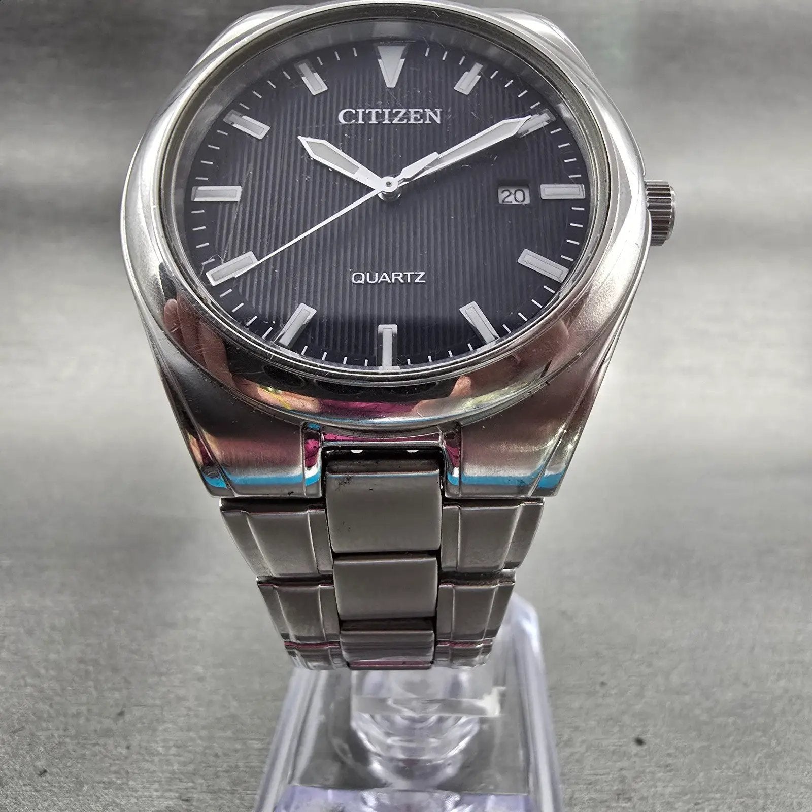 Citizen Watch Men 39mm Blue Dial Silver Tone Date Round 1112-S095221 New Battery5
