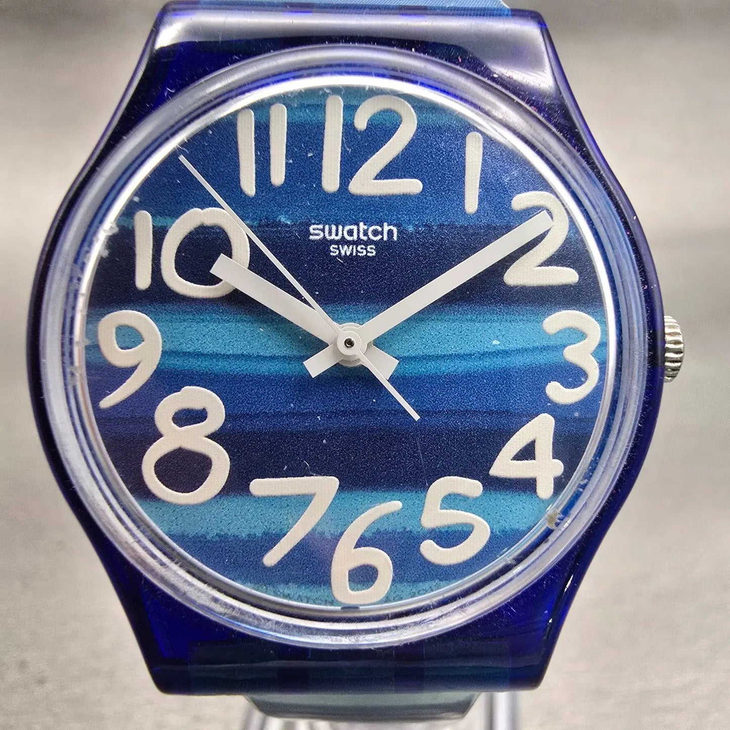 Swatch LINAJOLA Watch Unisex 34mm Blue Dial Blue Case Round GN237 New Battery1