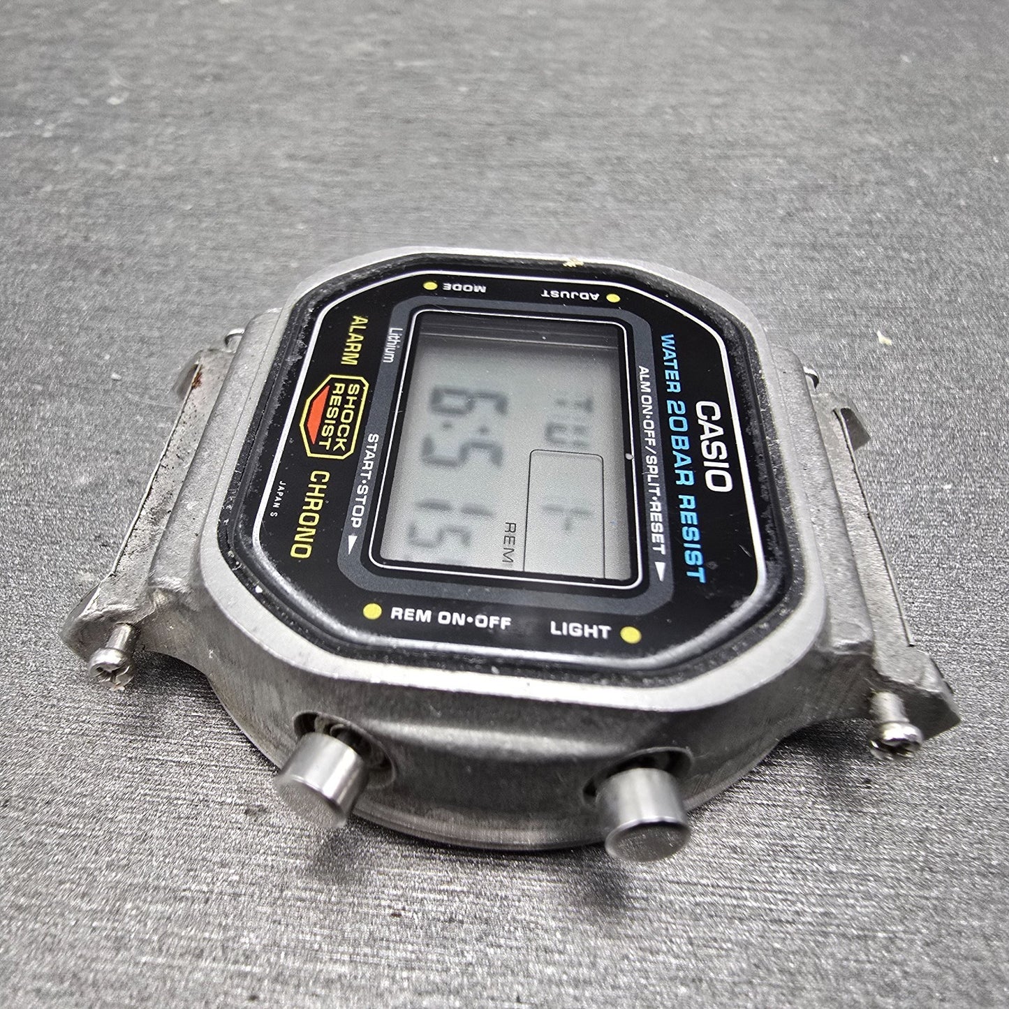 Casio DW-5600 Watch Men 38mm Silver Digital Alarm Chrono 901 New Battery VTG AB5