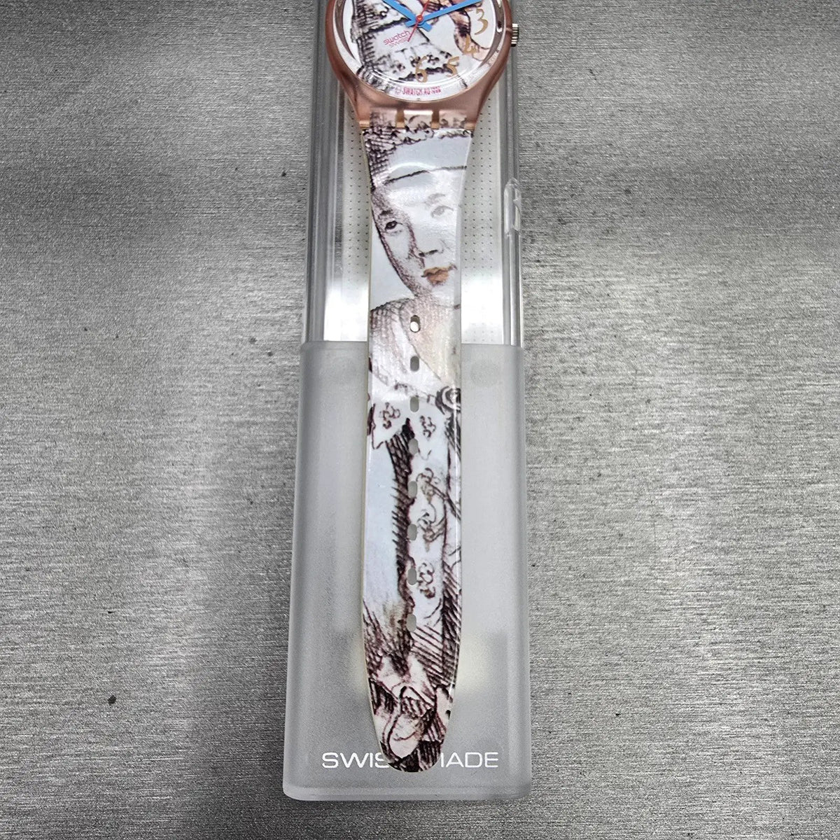 Swatch Masquerade Watch Men 34mm White Dial Pink Case GP105 New Battery NOS READ8