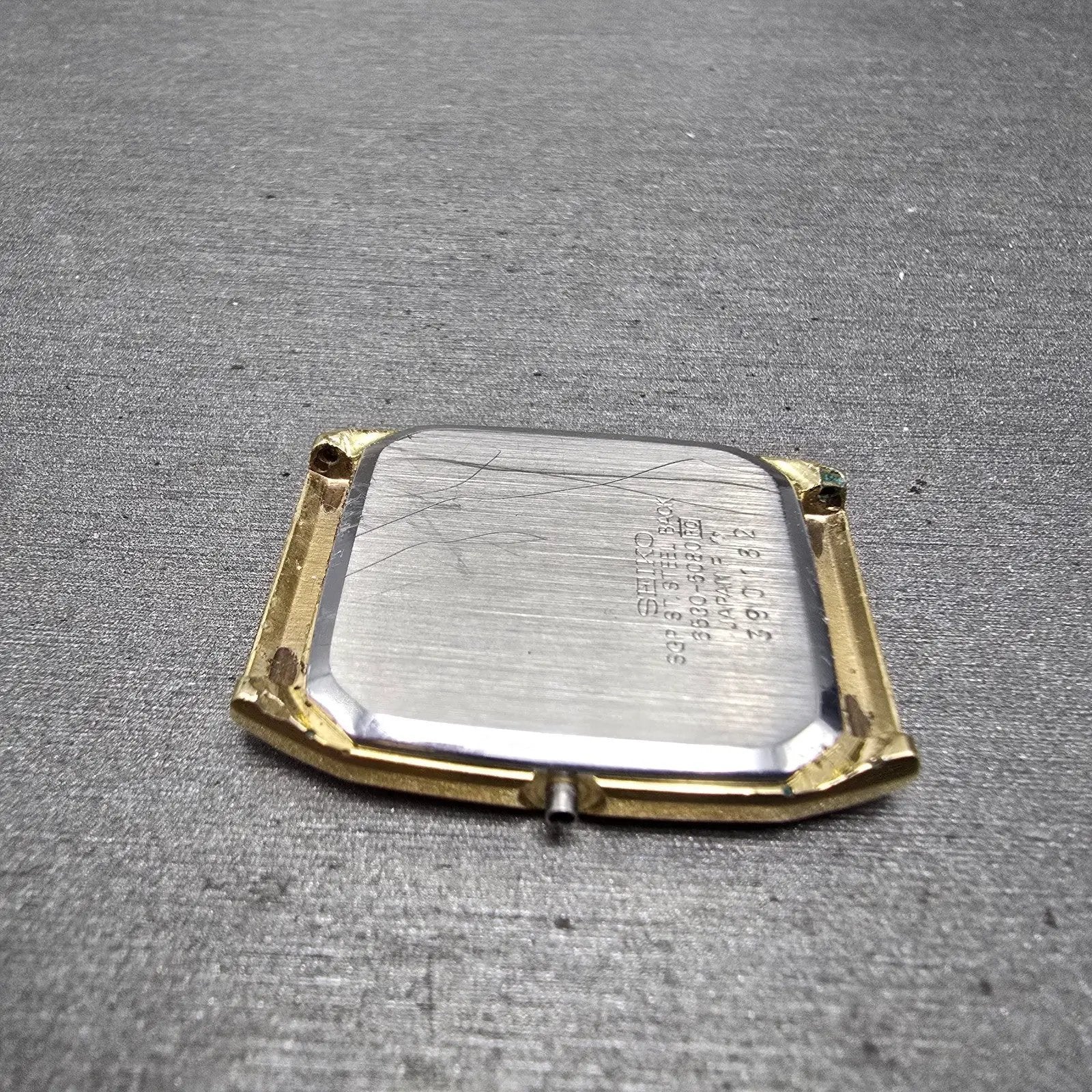 Seiko 6530-5080 Watch Case & Dial Champagne Dial Gold Tone Rectangle 27mm READ!!10