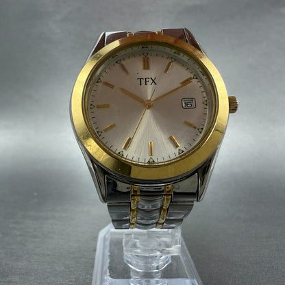 Bulova TFX Watch Men 37mm Champagne Dial Two Tone Date Round 38B08 New Battery5