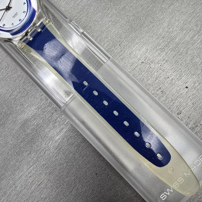 Swatch Gent SMALL IN BIG Watch Men 34mm White Dial Clear Case GK254 New Battery7