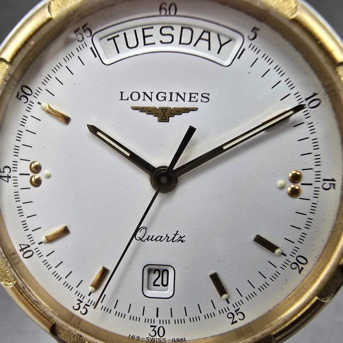 Longines Conquest Watch Men 33mm White Dial Two Tone Daydate  PARTS2