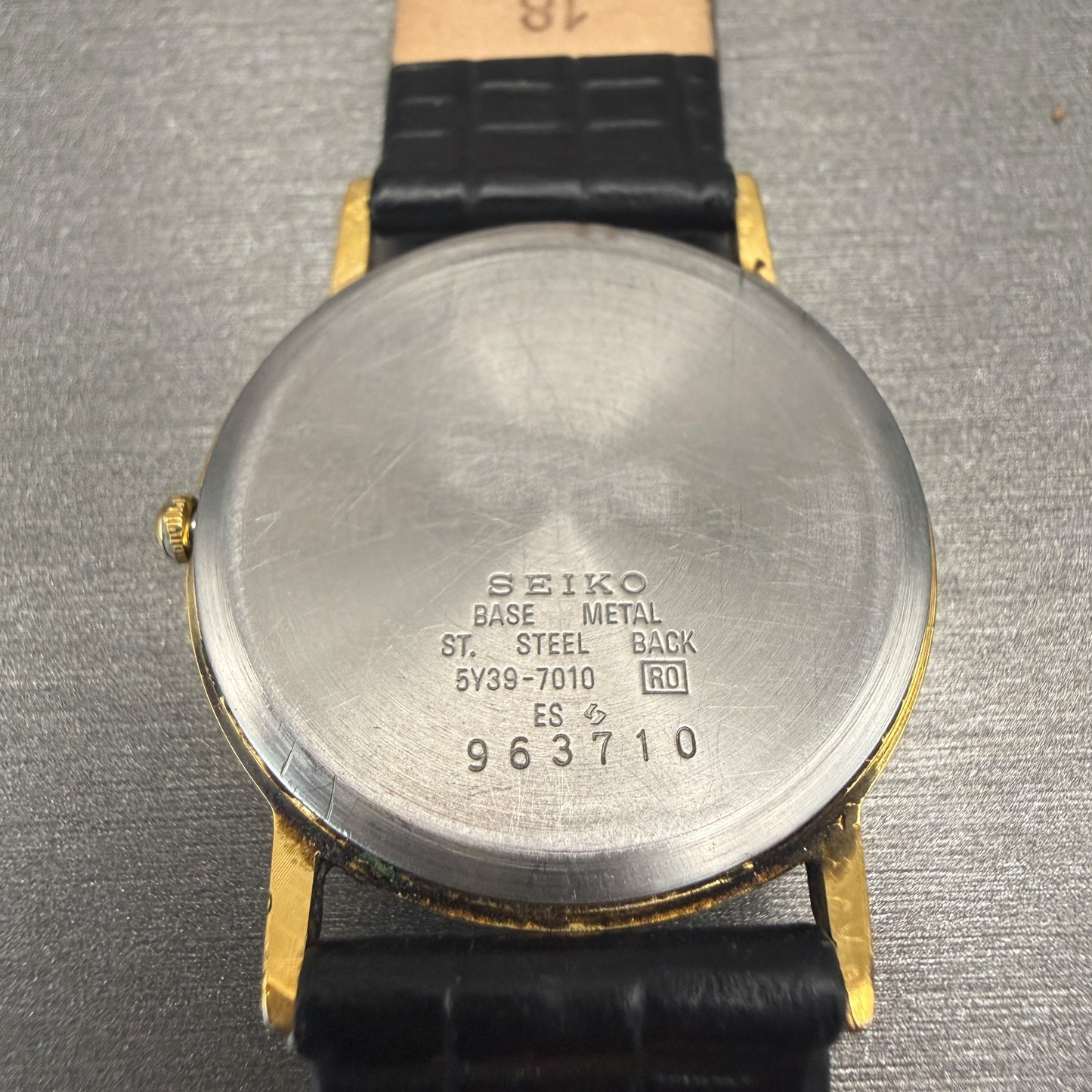 Seiko Watch Men 31mm White Dial Gold Tone Date 5Y39-7010 Vintage New Battery10