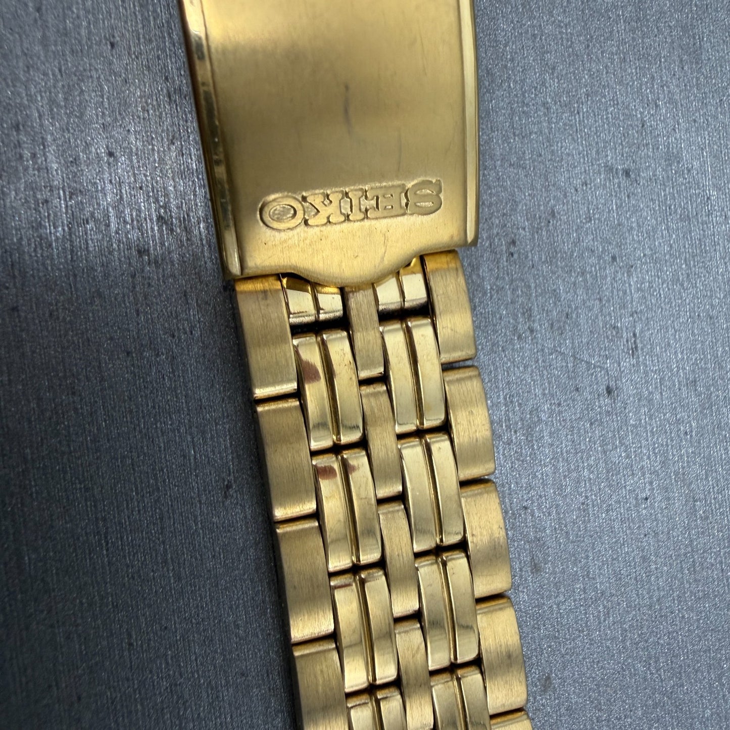 Seiko Bracelet 21mm Stainless Steel Gold Tone Tri Folding Clasp Vintage Japan G83