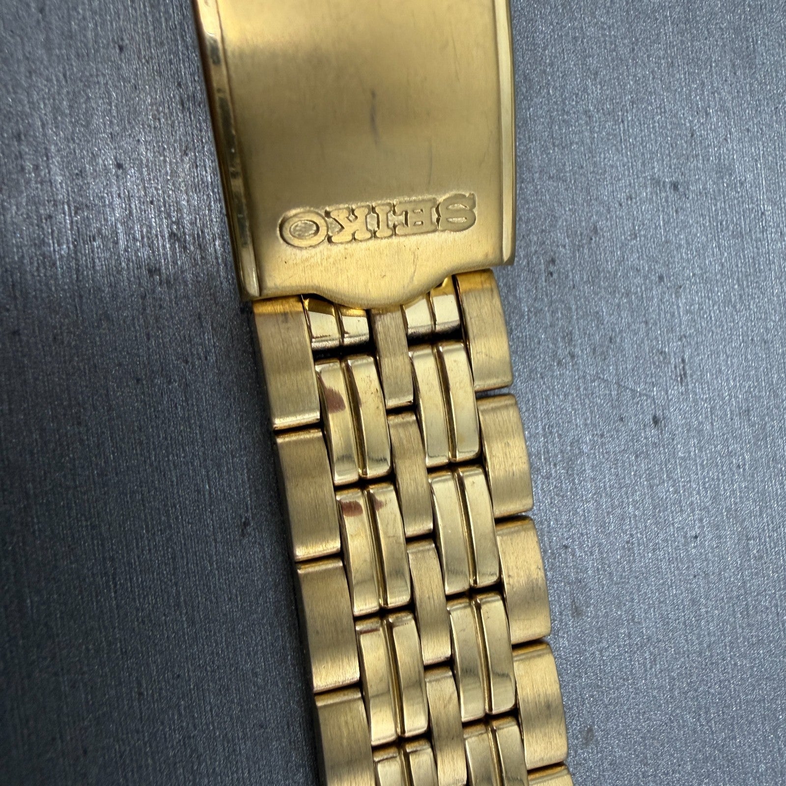 Seiko Bracelet 21mm Stainless Steel Gold Tone Tri Folding Clasp Vintage Japan G83