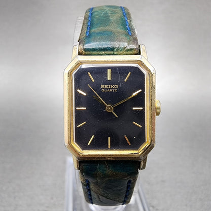 Seiko Watch Women 18mm Blue Dial Gold Tone Octagon 2C215090 New Battery VTG0