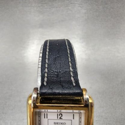 Seiko Tank Watch Women 20mm White Dial Gold Tone Rectangle 2Y015B09 New Battery4
