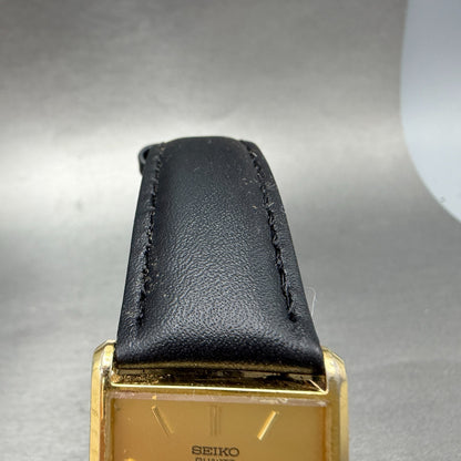 Seiko Tank Watch Men 25mm Champagne Dial Gold Tone Rectangle 5y30-5069 New BattV5