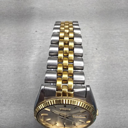Seiko President Watch Men 35mm Silver Dial Two Tone Daydate 7N43-8119 New Batt4