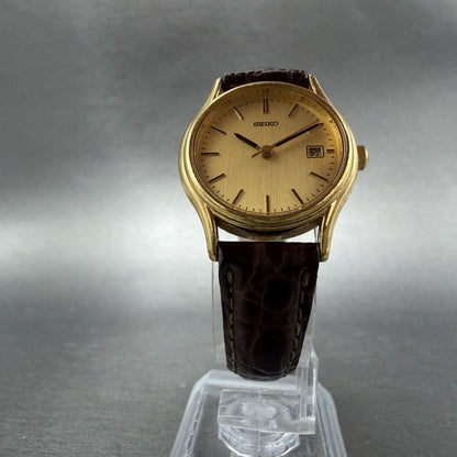 Seiko Watch Women 25mm Champagne Dial Gold Tone Date Round V782-6E50 New Battery5