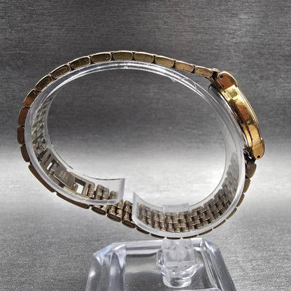 Seiko Watch Women 24mm White Dial Gold Tone Round V701-1781 New Battery VintageL8
