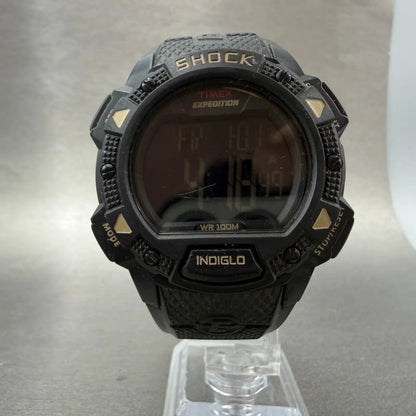 Timex Expedition Base Shock Watch Men 45mm Black Alarm Chrono Round New battery5