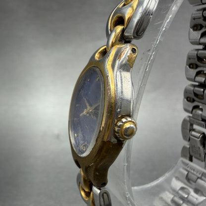 Seiko Watch Women 19mm Blue Dial Two Tone Oval Vintage 1N01-5B09 New Battery2